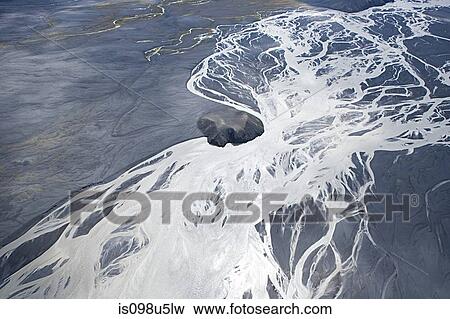 Iceland, jokulsa a fjollum glacial branching riverbed View Large Photo Image Stock Photo - Iceland, jokulsa a fjollum glacial branching riverbed. Fotosearch