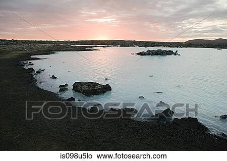 Iceland, sunset at blue lagoon View Large Photo Image Picture - Iceland, sunset at blue lagoon. Fotosearch