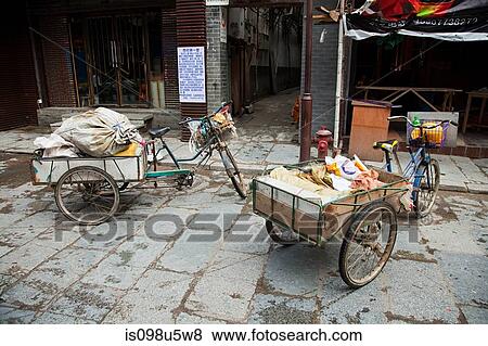 China, guangxi province, xingping, bicycles with carts View Large Photo Image Stock Photo - China, guangxi province, xingping, bicycles with carts. Fotosearch