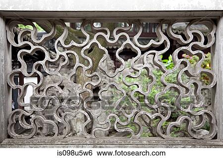 Stock Photograph - China, shanghai, pattern in wall at yu garden. Fotosearch