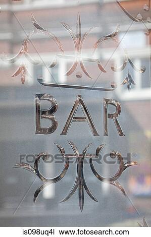 Stock Image - Bar window, London. Fotosearch