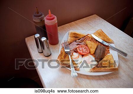 English breakfast on a cafe table View Large Photo Image Stock Photograph - English breakfast on a cafe table. Fotosearch
