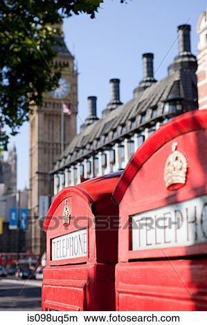 Picture - Red telephone box and Big Ben, Westminster, London. Fotosearch
