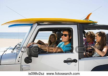Stock Photo - Friends in SUV. Fotosearch