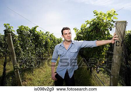 Stock Photo - Young man in vineyard. Fotosearch