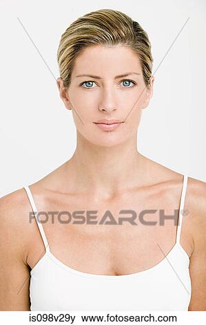 Stock Photo - Portrait of young blond woman. Fotosearch