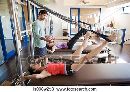 Women with pilates instructor View Large Photo Image Stock Image - Women with pilates instructor. Fotosearch