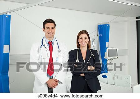 Picture - Portrait of male and female doctors. Fotosearch