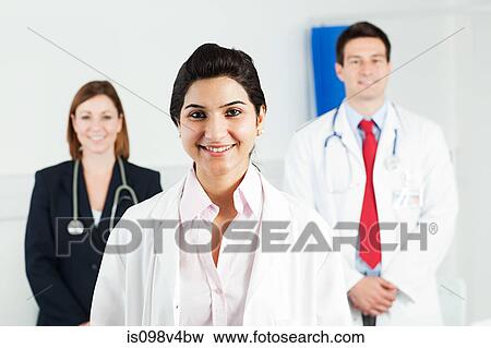 Stock Photo - Portrait of three doctors. Fotosearch