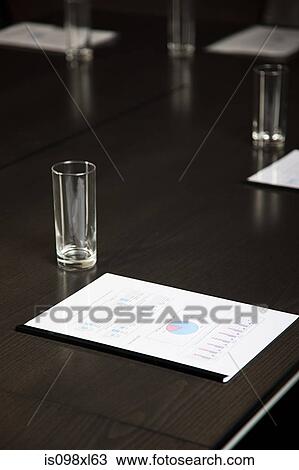 Conference table with drinking glasses and documents View Large Photo Image Stock Image - Conference table with drinking glasses and documents. Fotosearch