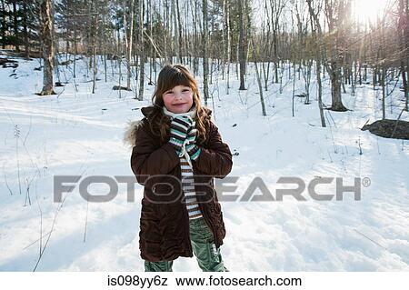 Girl in snow, portrait View Large Photo Image Stock Photo - Girl in snow, portrait. Fotosearch