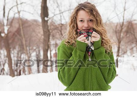 Teenage girl in snow, portrait View Large Photo Image Stock Image - Teenage girl in snow, portrait. Fotosearch