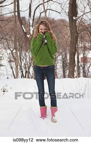 Teenage girl in snow, portrait View Large Photo Image Stock Image - Teenage girl in snow, portrait. Fotosearch