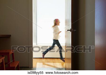 Girl running past doorway View Large Photo Image Stock Photography - Girl running past doorway. Fotosearch