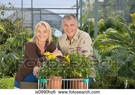 Couple shopping in garden centre View Large Photo Image Stock Photograph - Couple shopping in garden centre. Fotosearch