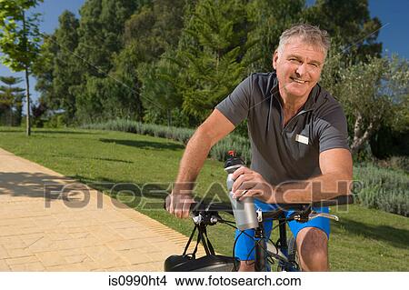 Picture - Senior male cyclist. Fotosearch