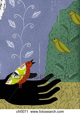 a bird in the hand View Large Illustration Clip Art - a bird in the hand. Fotosearch