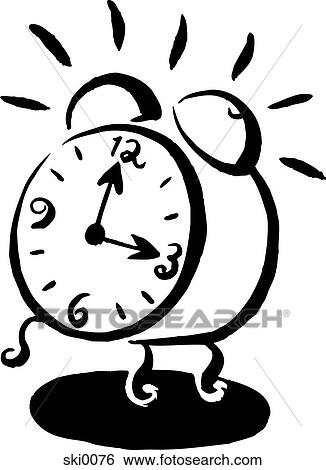 Stock Illustration - alarm clock b&w. Fotosearch