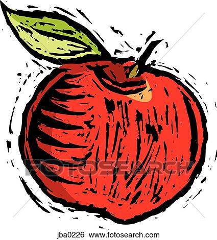 Stock Illustration - apple with green leaf. Fotosearch