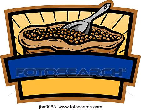 bag of coffee beans logo View Large Illustration Drawing - bag of coffee beans logo. Fotosearch