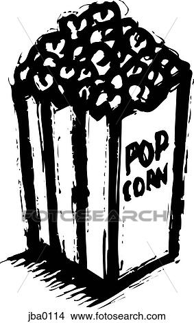 Stock Illustration - bag of popcorn b&w. Fotosearch