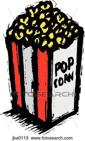 Drawing - bag of popcorn. Fotosearch