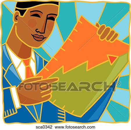 business man with chart View Large Illustration Drawing - business man with chart. Fotosearch