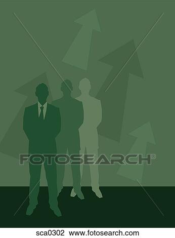 Drawing - business men and arrows. Fotosearch