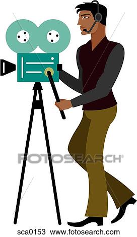 Drawing - camera man. Fotosearch