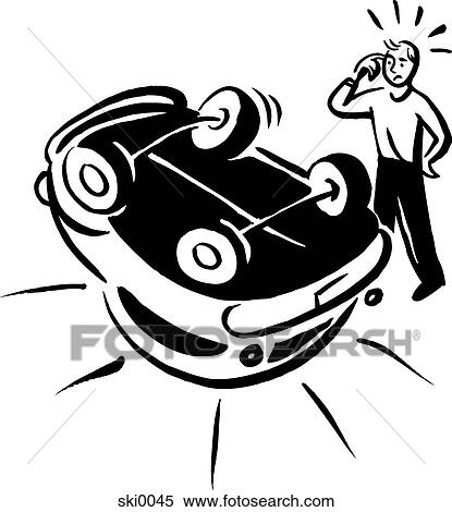 Stock Illustration - car accident b&w. Fotosearch