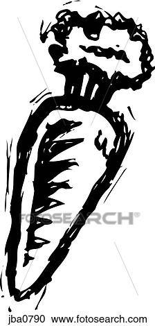 Clipart - carrot b&w. Fotosearch