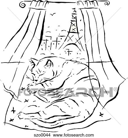 cat in Paris View Large Illustration Stock Illustration - cat in Paris. Fotosearch