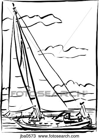 Drawing - catamaran b&w. Fotosearch