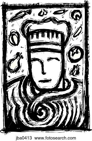 Drawing - chef motif b&w. Fotosearch