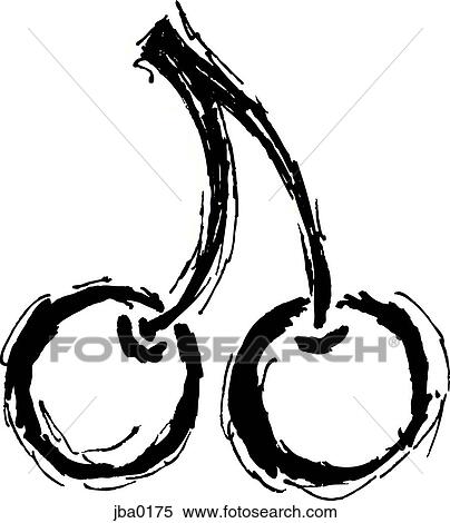 Stock Illustration - cherries b&w. Fotosearch