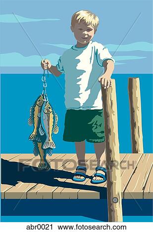 child with fish View Large Illustration Clip Art - child with fish. Fotosearch