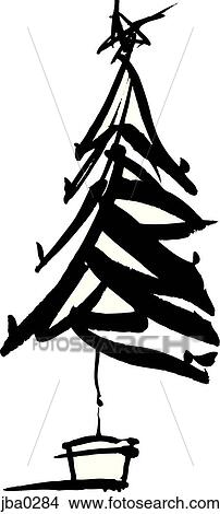 christmas tree b&w View Large Illustration Stock Illustration - christmas tree b&w. Fotosearch