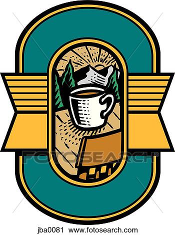 Clip Art - coffee in the mountains crest. Fotosearch