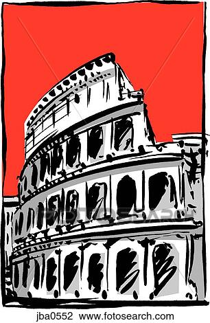 Drawing - coliseum in rome. Fotosearch