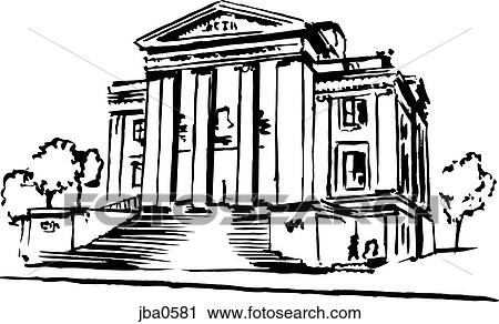 Clip Art - colonial building b&w. Fotosearch
