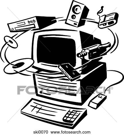 Clipart - computer technology b&w. Fotosearch