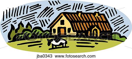 cow at the farm View Large Illustration Drawing - cow at the farm. Fotosearch