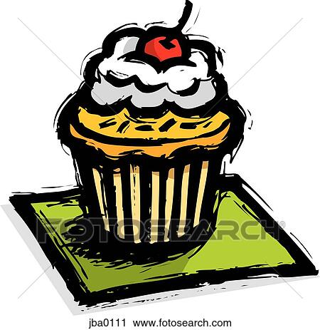 Clip Art - cupcake with a cherry on top. Fotosearch