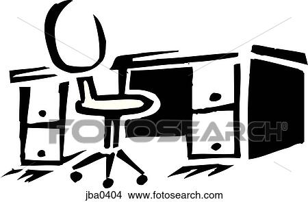 Stock Illustration - desk and chair b&w. Fotosearch