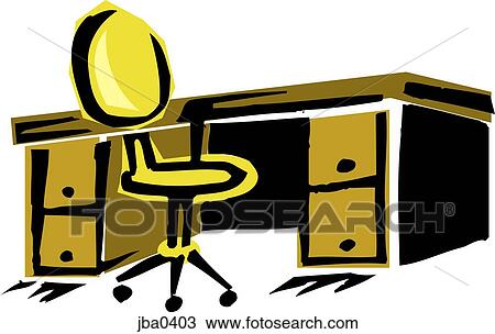 Drawing - desk and chair. Fotosearch