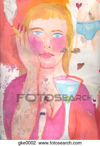 Drawing - dreaming of her man. Fotosearch