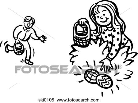 Stock Illustration - easter egg hunt b&w. Fotosearch