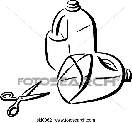 empty milk jugs b&w View Large Illustration Drawing - empty milk jugs b&w. Fotosearch