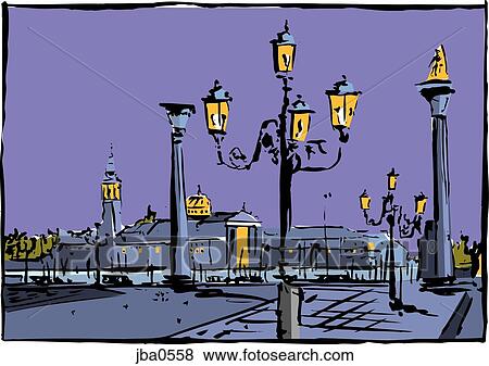 Stock Illustration - european street scene. Fotosearch