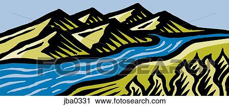 Clip Art - flowing river. Fotosearch